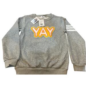 Lola+Boys- Chenille YAY Patch Gray Stripe Sweatshirt- *NEW* Size 12!
Lola+Boys